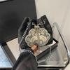 Women Chain Shoulder Bag Chinese Style Fashion Soft Embroidery Drawstring Bucket Bag Casual Pleatd Daily Party Crossbody Bags