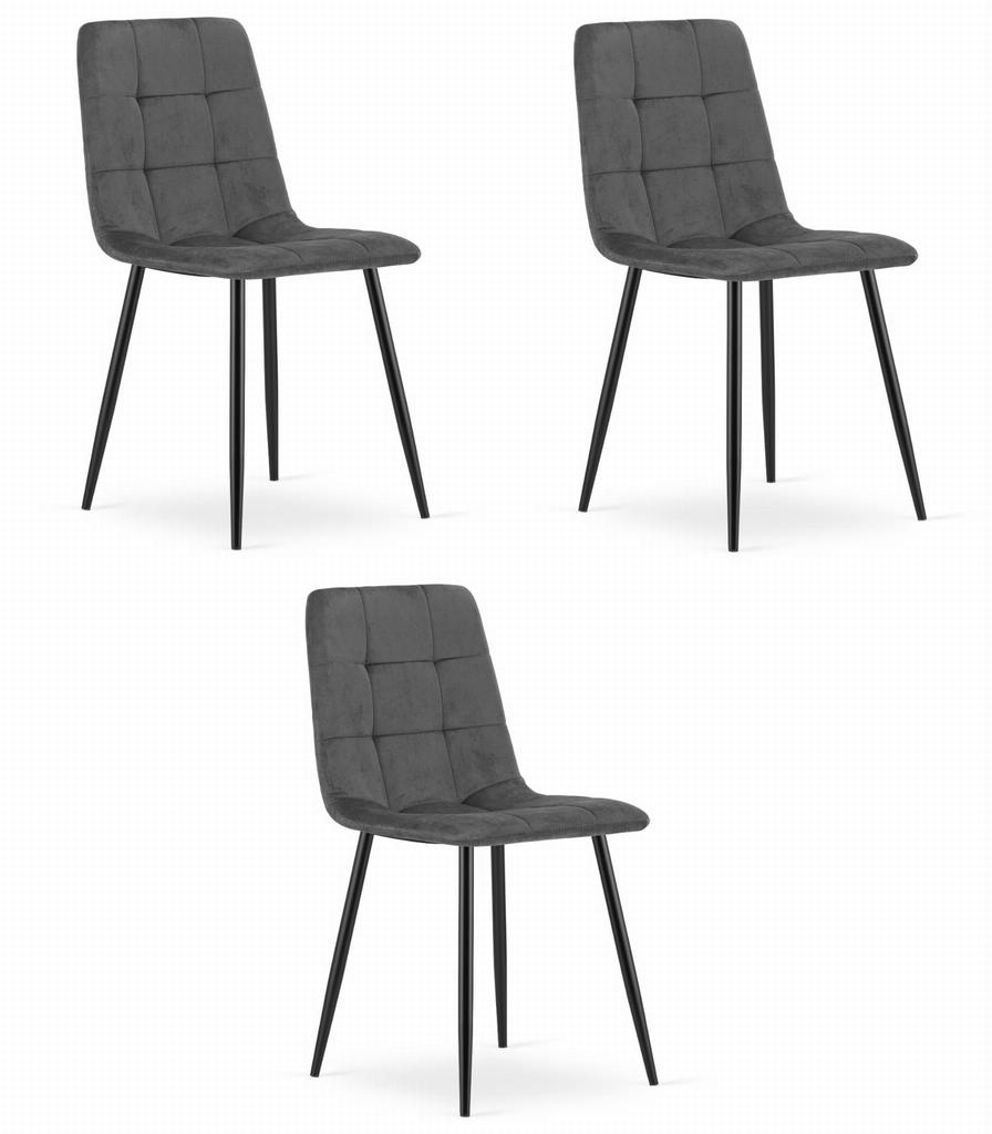 KARA chair - dark gray velvet x 3
