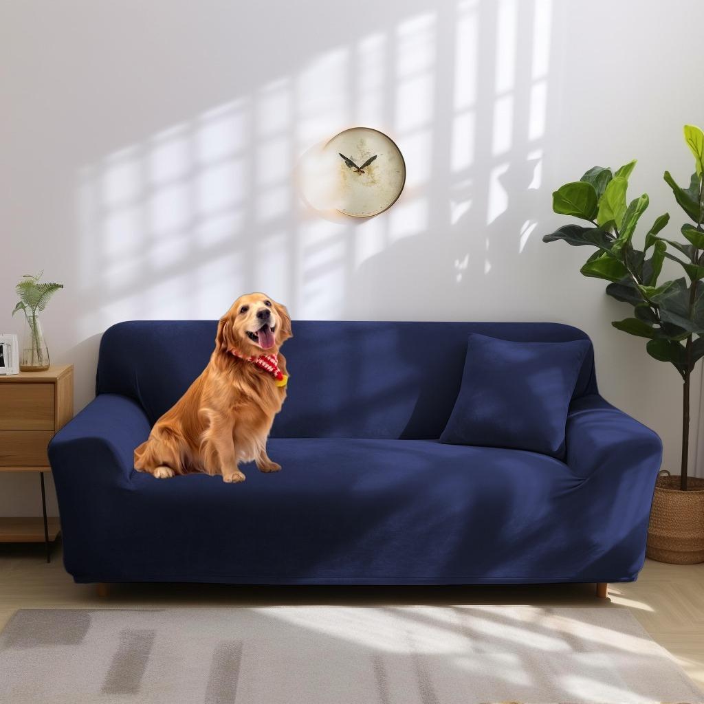 Velvet Couch Cover for 1/2/3/4 Cushion Couch Covers Stretch Sofa Slipcover with Non Skid Foam Elastic Bottom Furniture Protector