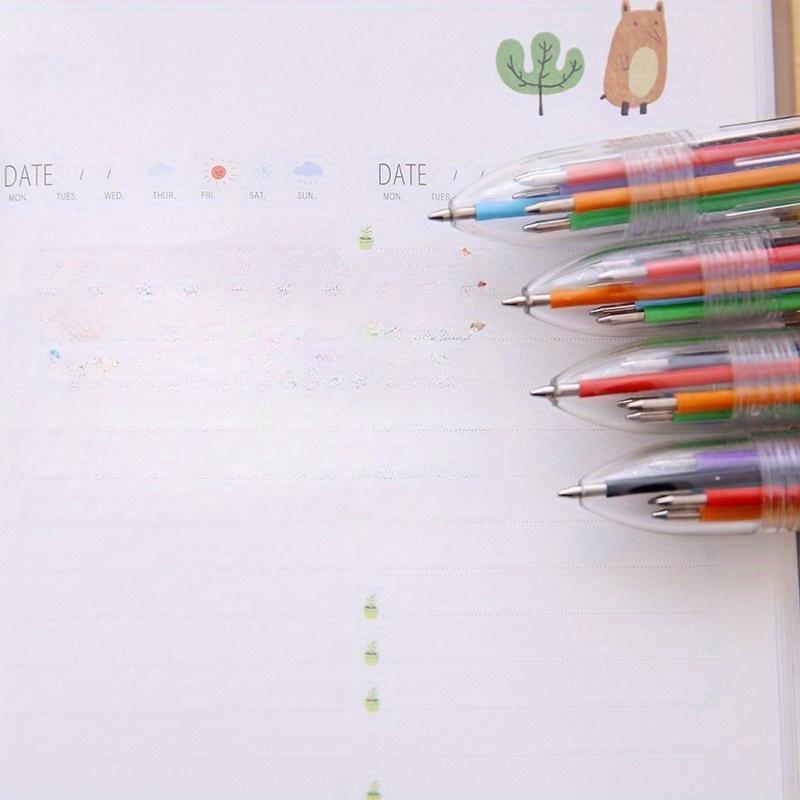 12pcs Cute Christmas Ballpoint Pen Cartoon Santa Claus Xmas Tree Snowman Retractable Pen Nativity New Year Gifts Decor Prop 6 Color-in-1 Ballpoint Pen