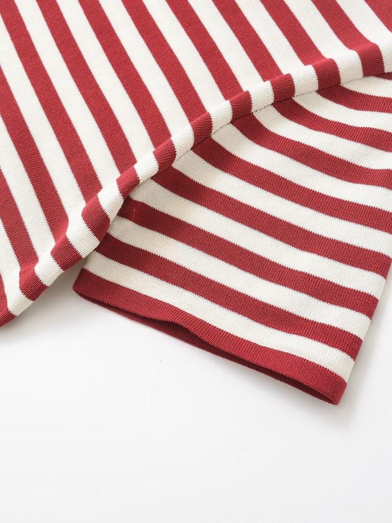 2025 Spring Women's Striped Short Sleeve Knitted Top - European & American Style Fashion
