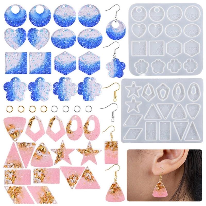 Shiny Glossy Silicone Resin Molds Geometry-shaped Earrings Mold DIY Keychain Pendant Jewelry Epoxy Resin Crafting Molds