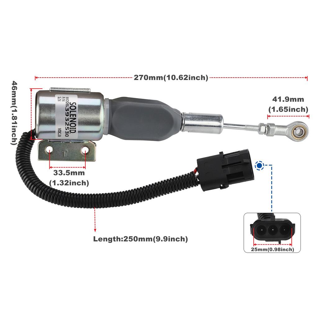 3932530 24V Diesel Engine Shut Off Solenoid SA-4756-24 for Cummins 4BT, 6BT5.9 Excavator