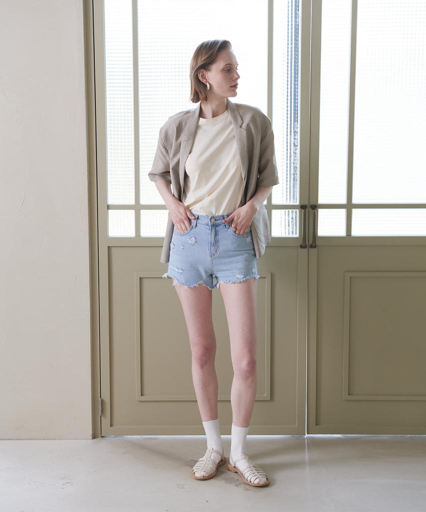 DIEPHOD Ds#3416_Shorts Vintage Réguliers Bleu Clair