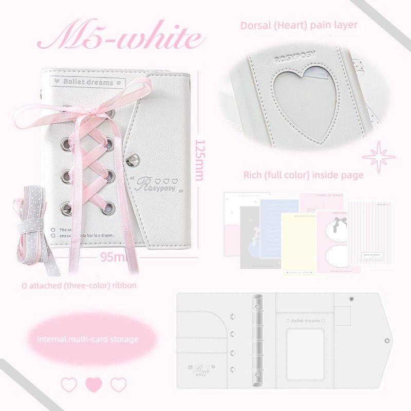 

Rosyposy Soft Strap Loose-Leaf Journal Book Good-looking Notebook Book Student Diary Portable Notebook WHITE