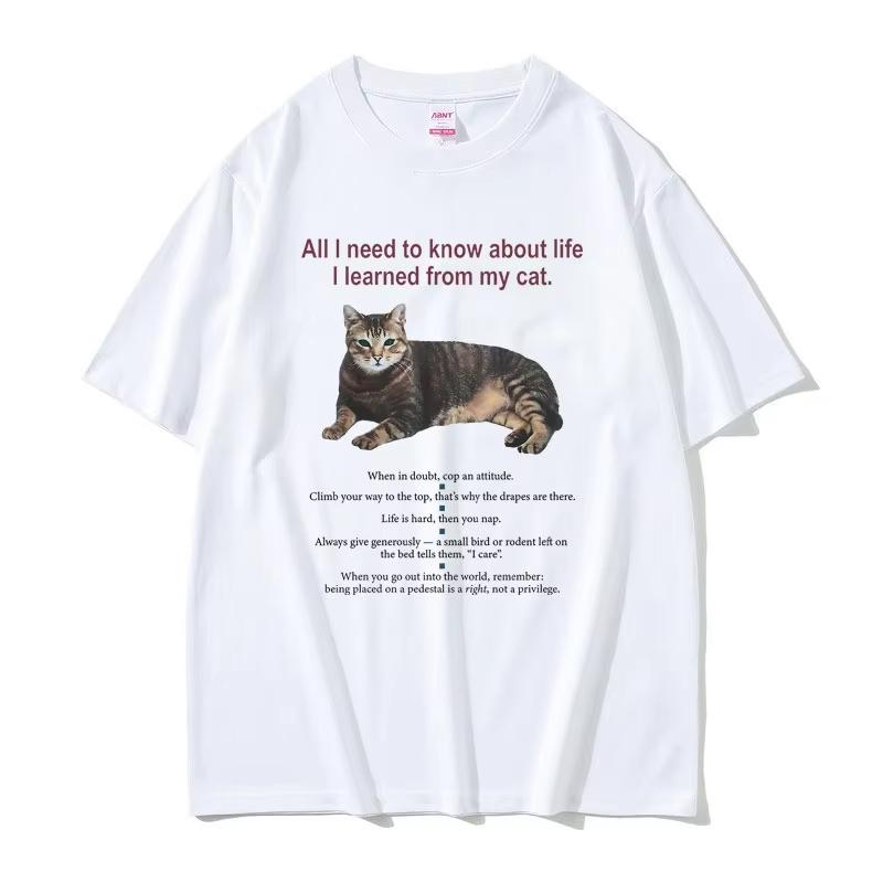 All I Need To Know about Life I Learned From My Cat Graphic Tshirt Unisex Women Cotton Oversized Tshirt Unisex Kawaii Cute T Shirt