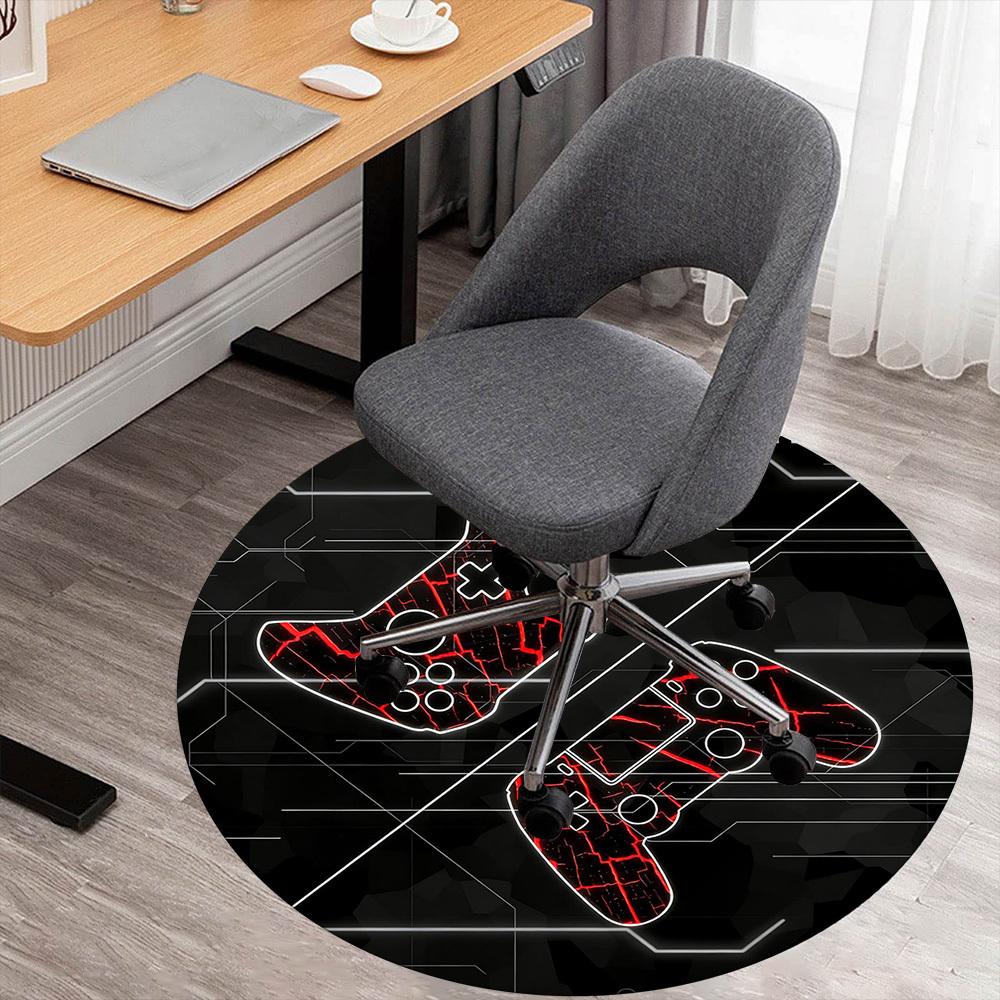 1pc Gaming Controller Round Chair Mat Office Area Rug - Non-Slip, Floor Mat for Office, Bedroom, and Indoor Decor P127266