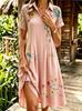 Bohemian 3D Print V-Neck Short-Sleeve Maxi Dress for Women