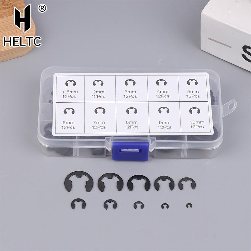 Set 120 buc Inele de siguranță negre din oțel inoxidabil Inele elastice E-clip Asortiment de șaibe Pentru element de fixare arbore M1.5-M10