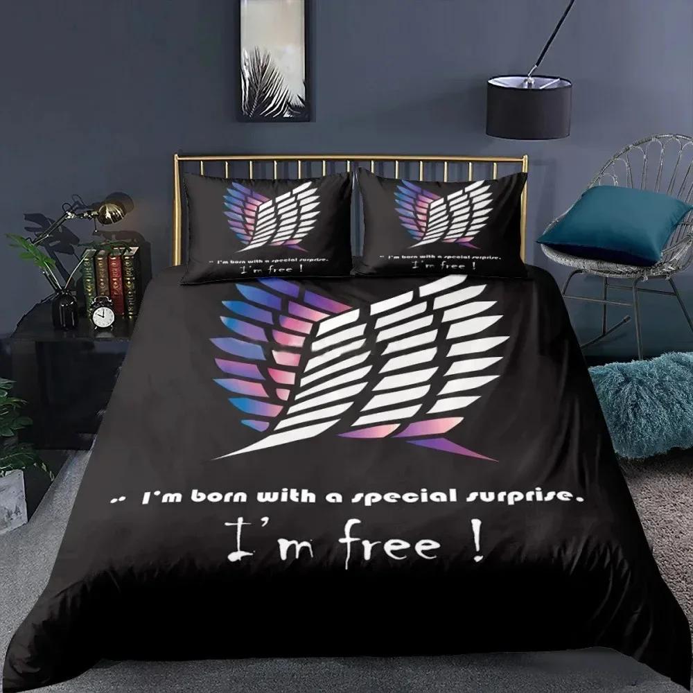 

3D Anime Attack On Titan AOT Printed Bed Set Duvet Cover Pillowcase Bedding Set Bed Linen Sheet Quilt Cover Full Queen King Size 135x200cm