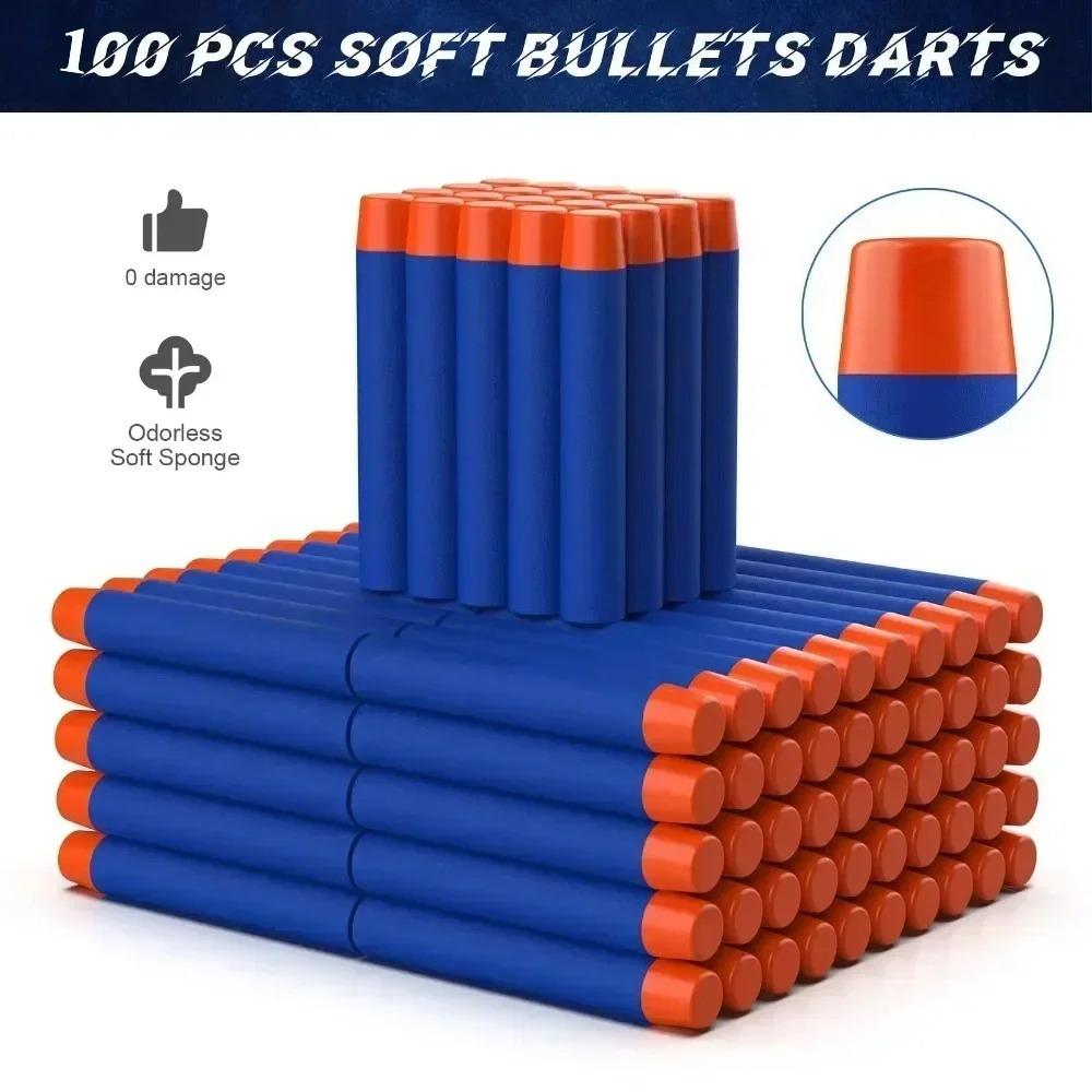 100Pcs Blue Solid Round Head Bullets All Size For Outdoor Sports Children Electric Manual Eva Soft Bullet Toy Gun Accessories
