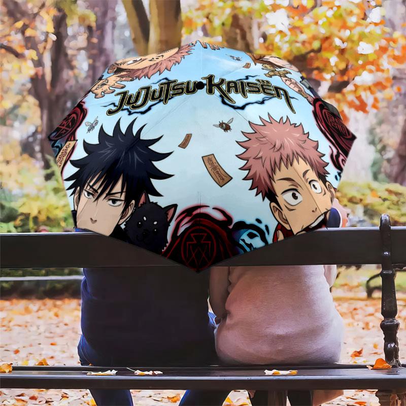 1 PC Automatic Folding Umbrella - Jujutsu Kaisen Pattern Portable Foldable Design With 8 Ribs Christmas Birthday Gifts