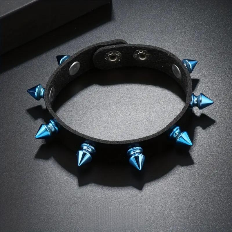 Fashion Colorful Spiked Rivet Leather Bracelet: Street Style Punk Jewelry for Couples