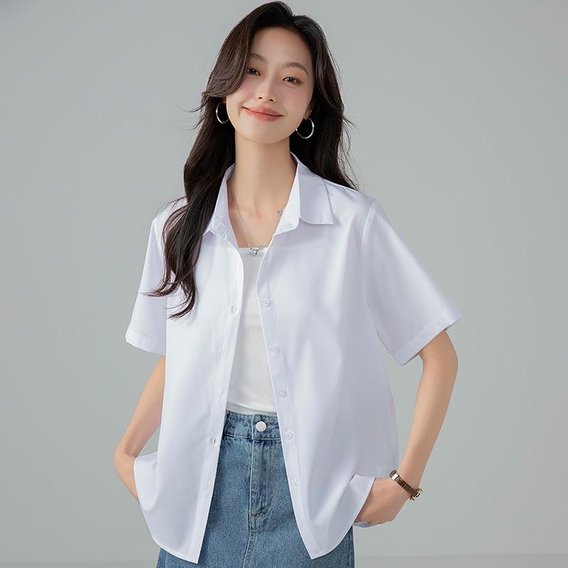 Summer Women's Short-Sleeve Loose Casual White Shirt - Korean OL Style