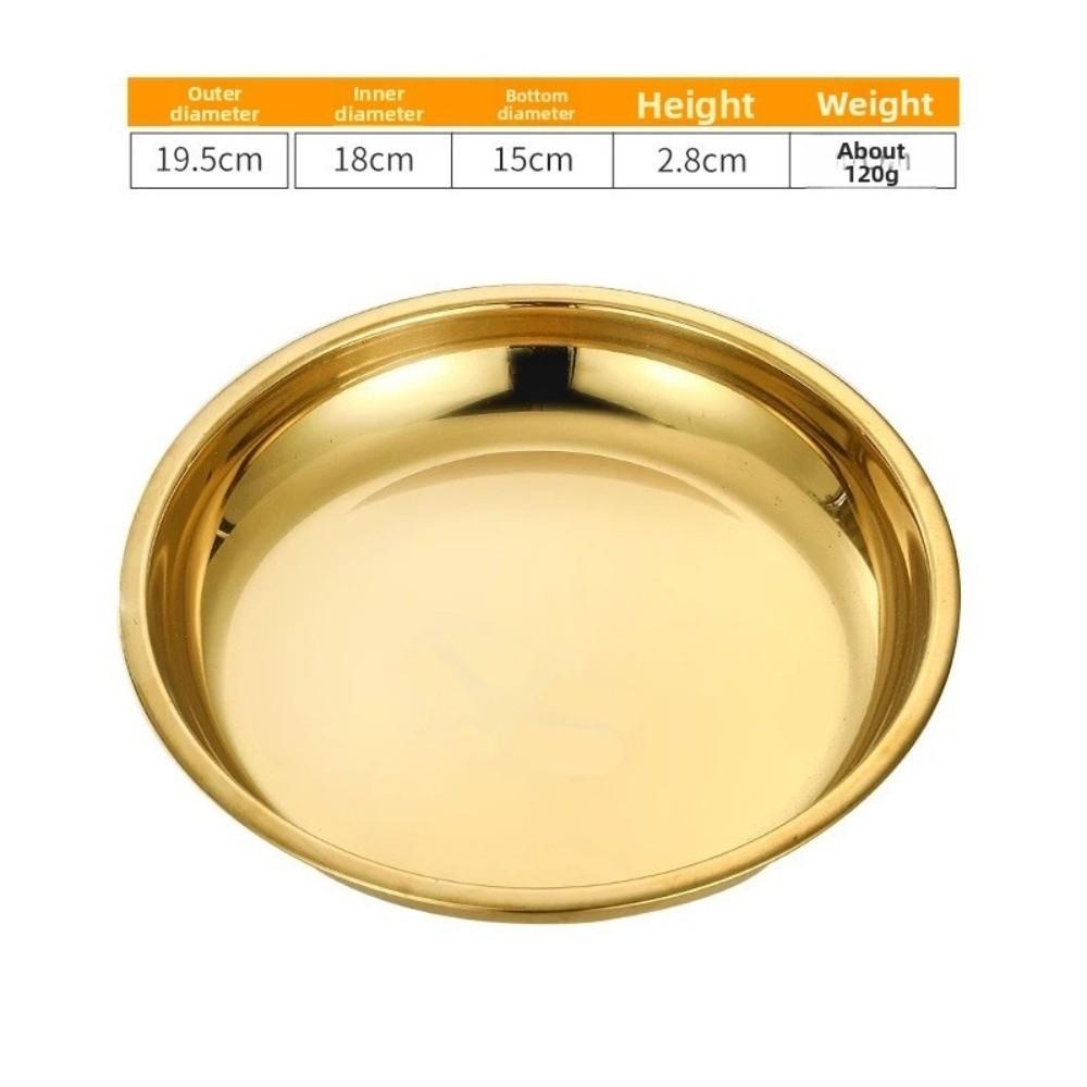 Silver Stainless Steel Round Plate Shallow Tray Rustproof Easy Clean Outdoor Camping Tray Flat Baking Cake Plate Restaurant