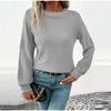 Autumn Casual Top Multi-Color Crew Neck Long Sleeve Jacquard Solid Color Women Sweater