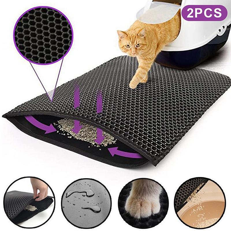 Cat Litter Mat Heavy Duty 2 Layer Waterproof Washable Non Slip Floor Protector for Home Pet Area