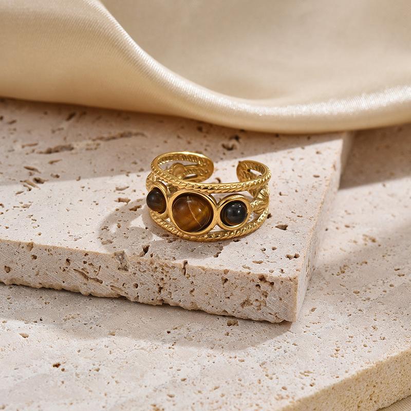 New Titanium Steel Adjustable Open Ring for Women, 18K Gold Plated Minimalist No Fade Luxury Band