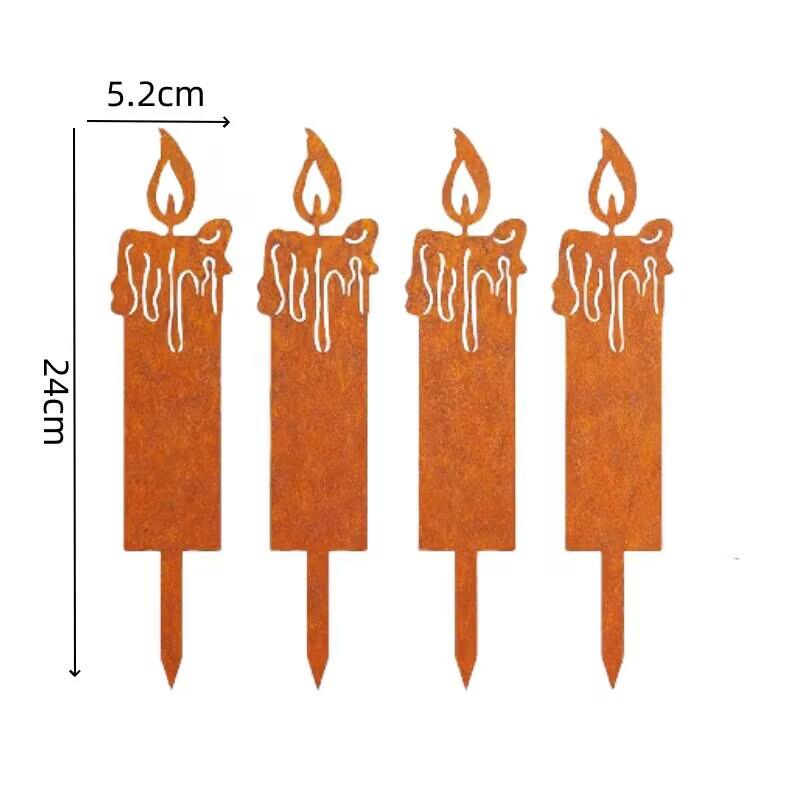 Rustic Tree Deer Silhouette Inserts: Iron Art Christmas Decorations with Star Accents for Courtyard and Garden Display.