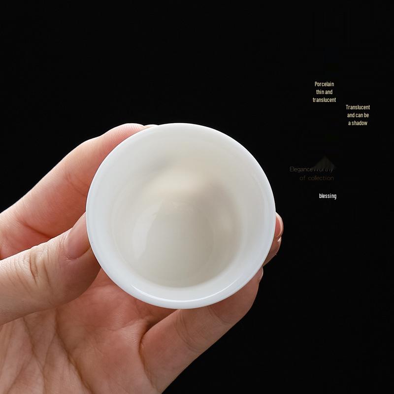 Antique Style Jade White Porcelain Baijiu and Sake Cup - Small Capacity Mini One-Sip Retro Wine Cup