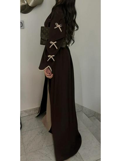 Pure Beauty Bow Long Robe Dress Abaya - Loriya 2025, Europe, America & Middle East Style, Model LR962