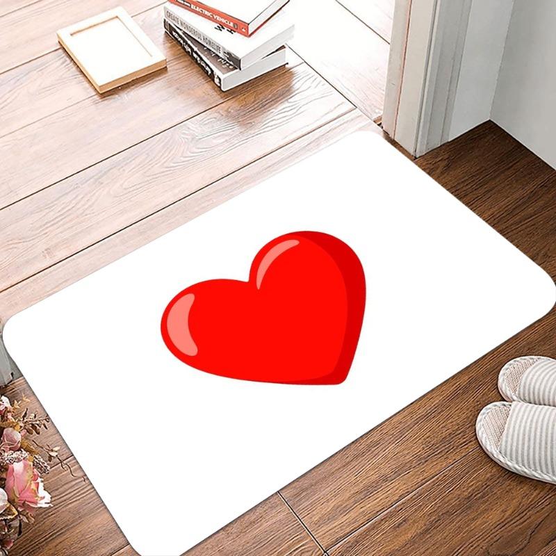 A Heart of Love Printing Non-Slip Small Rug Waterproof Easy To Clean Floor Mat for Indoor Outdoor Use Durable Home Decoration
