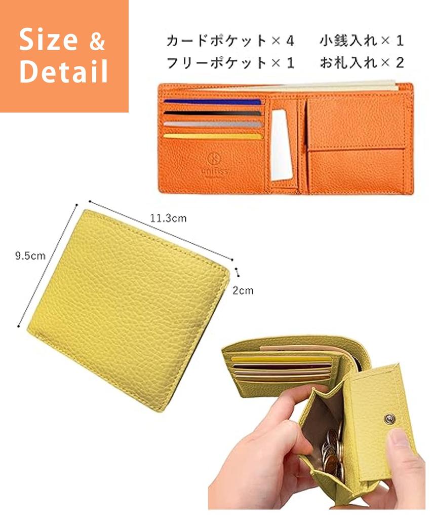 Small Card Coin [J.STORE] Bi-fold Wallet, Slim, Lightweight, Wallet, Slots, Purse, Simple, Pastel, Unisex, Purple, 6S-J16-PU