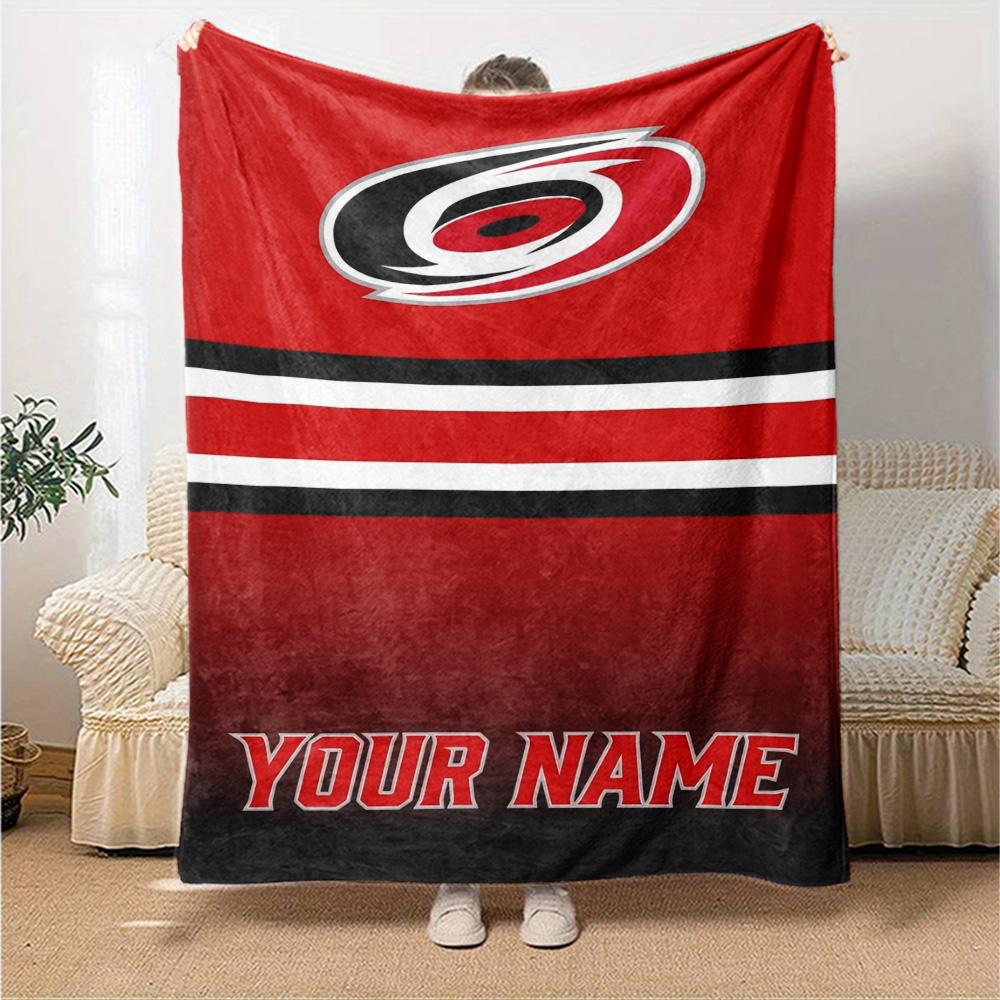Name Custom Carolina Hurricanes Print Flannel Blanket High Quality Warm Comfortable Cover for All Seasons Perfect for Gifts Home Decor