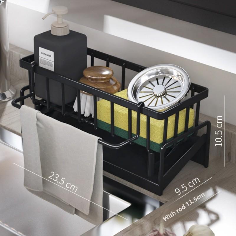 

Многофункциональная полка для губки, сушилка для посуды, кухонная полка, тряпка для раковины, моющее средство для посуды, органайзер для кухонных полотенец, стеллажи для хранения на кухне чёрный