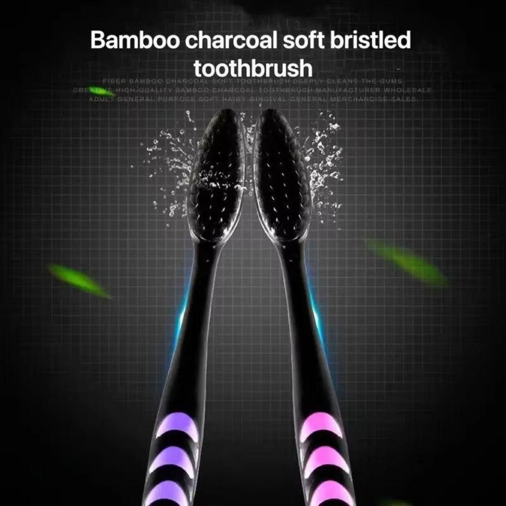 10PCS Antibacterial Bamboo Charcoal Toothbrush Ultra-Fine Bristles Soft Bristle Toothbrushes  Travel