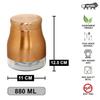 Rose Gold Finish - Bell Bottom Glass Jars for Sugar,Cereal, Spices, Pulses and other Kitchen Storage 880ml, Set of 2