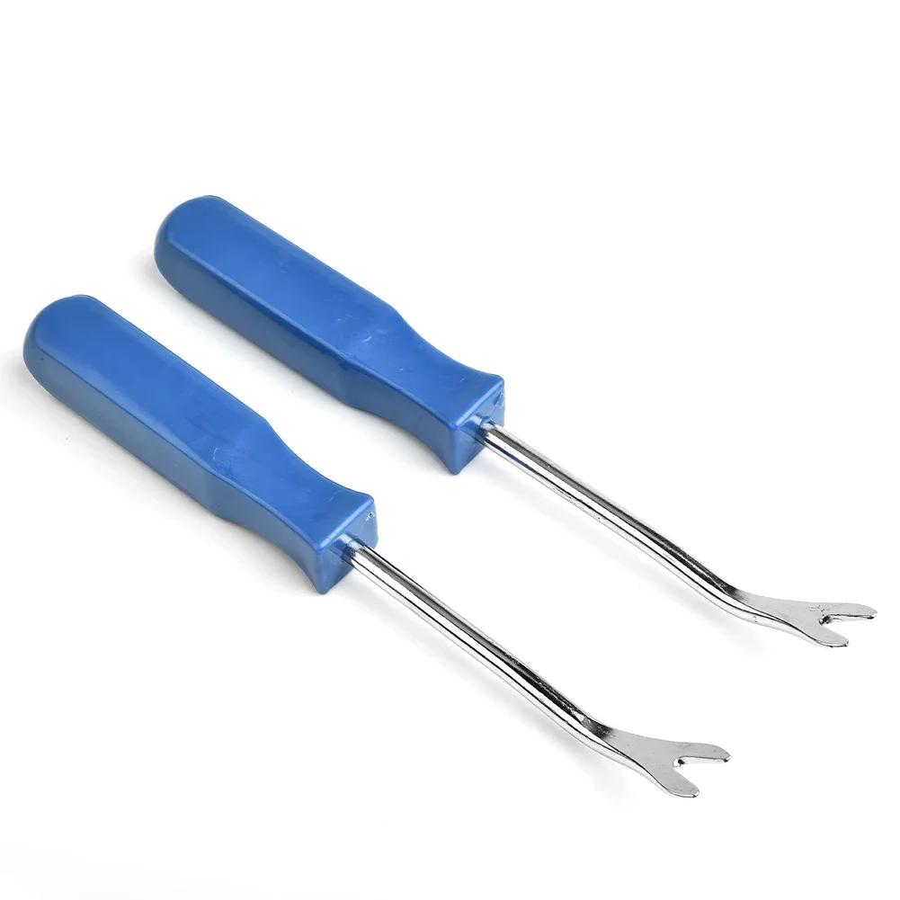 Blue Car Door Trim Panel Fastener Nail Puller Removal Open Pry Tool Clip PlierX2, Ideal for Staples and Trim Panels