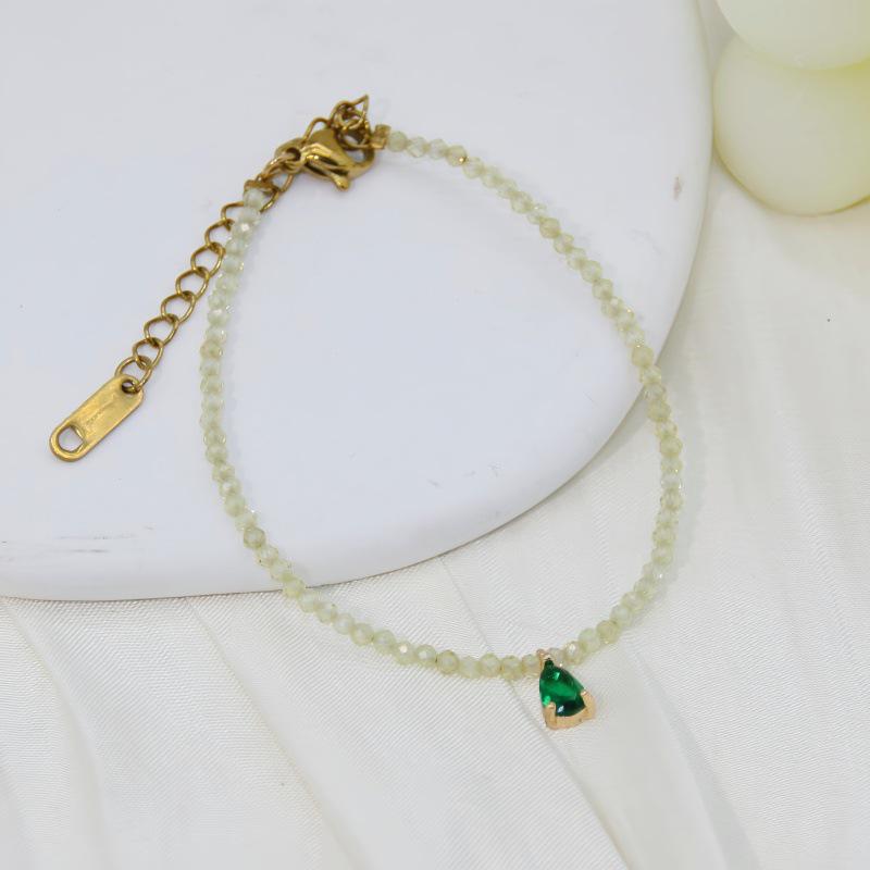 Elegant Green Zircon & Rhodonite Pearl Bracelet for Women - Fresh, Sweet, and Versatile Beaded Design