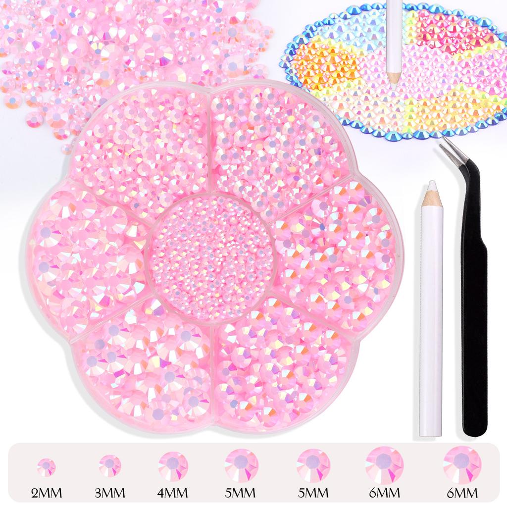 7 Grid Plum Blossom Boxed Resin Flat Bottom Nail Art Jewelry Jelly Diamond Violent Bear Ab Rhinestone Diy Clothing Diamond Sticker