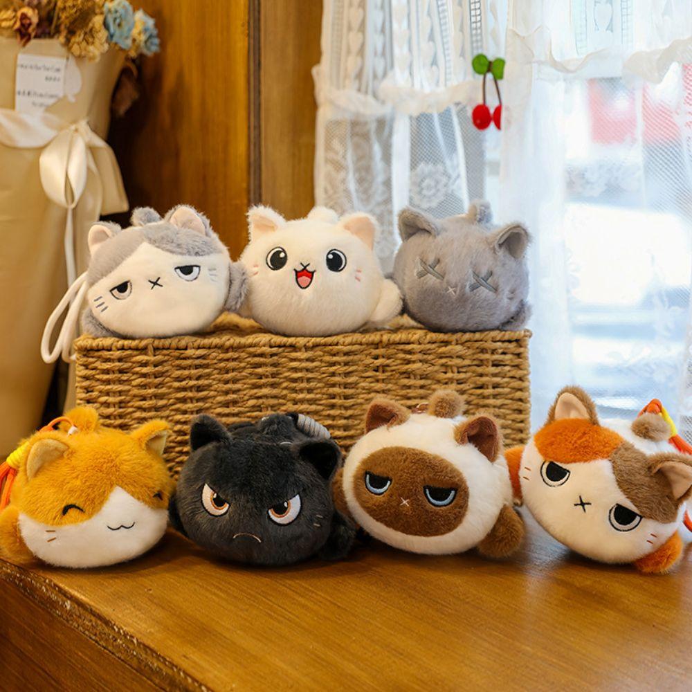 Slack Off Cat Stuffed Pendant Bag Charm Kitten Plush Keyring Creative Cat Plush Keychain  Kids Toy