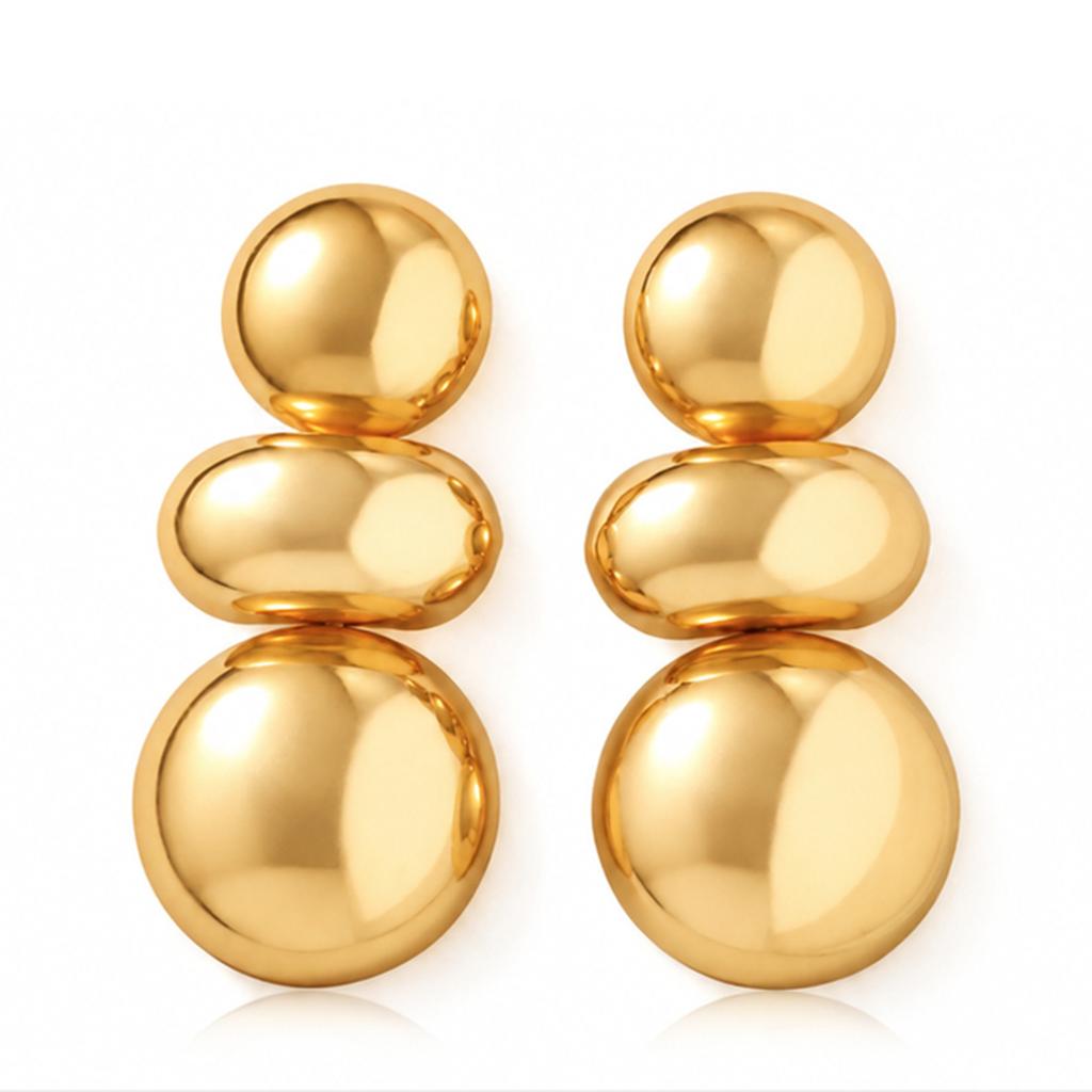Boucles d'oreilles exagérées en métal lisse européennes et américaines boucles d'oreilles géométriques rondes irrégulières boucles d'oreilles haut de gamme en stock