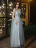 Toast clothes Bridal engagement evening dress Women's 1011 new art test light luxury long khaki V-neck bead dress