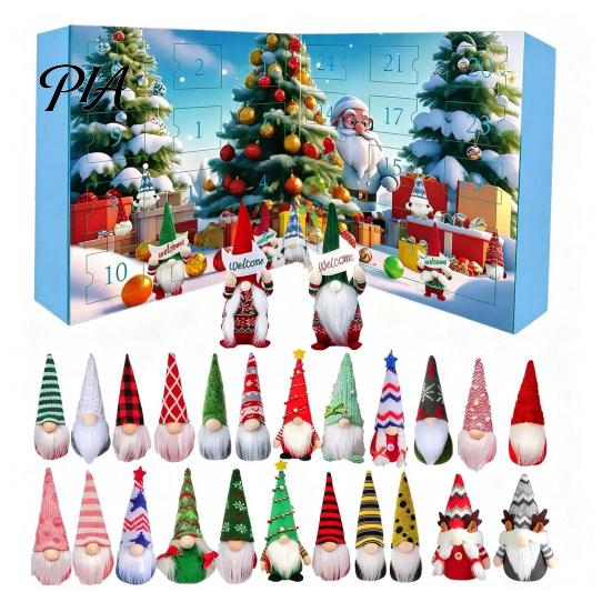 Plush Dwarf Box 2026 Christmas Gnome Advent Calendar, 24 Day Countdown Set with Faceless Soft Figurines Dolls, Xmas Ornaments for Tree Hanging