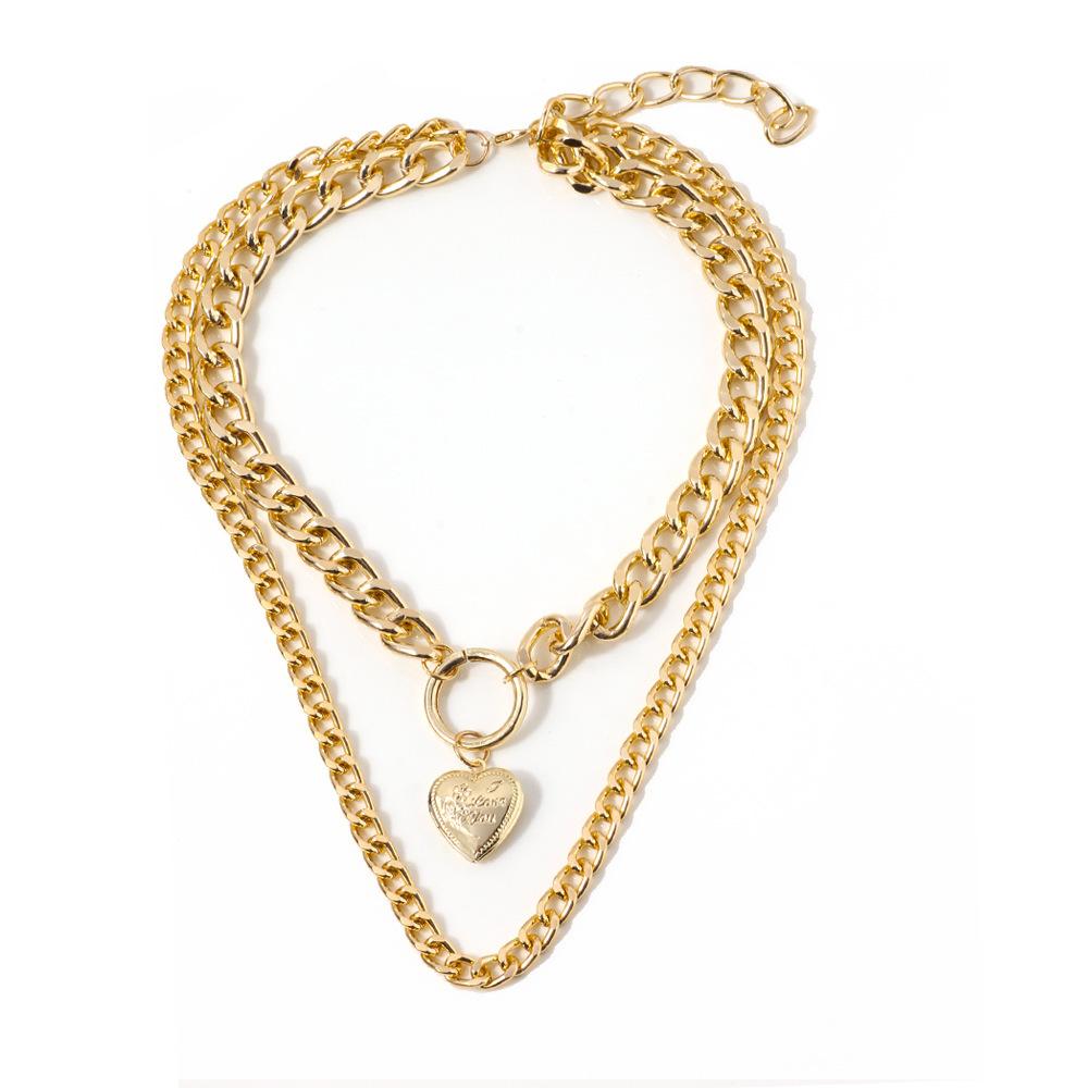 

Fashionable Double Layer Chain Necklace For Women With Eyecatching Heart Design Pendant
