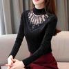 Spring Summer Lace Shirt Women's Wild Slim Bottoming Shirt Large Size Half High Collar Thin Diamond Top