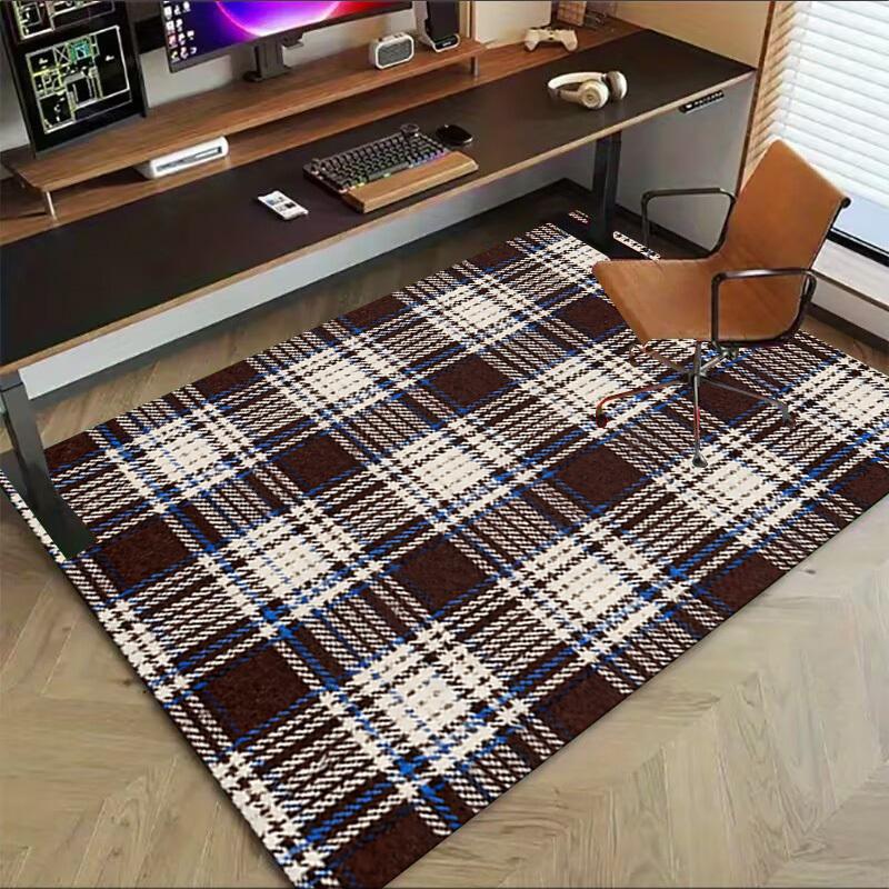 Plaid Pattern Pattern Area Rug, Office Carpet Indoor Outdoor Entrance Doormat, Non-Slip Soft And Comfortable, Living Room, C122041