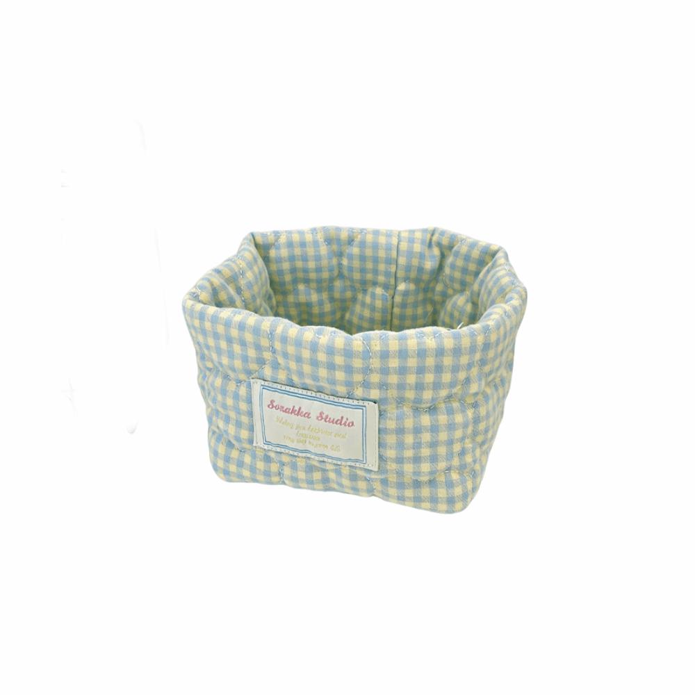 

Plaid Stripe Miscellaneous Storage Basket Washable Desk Organize Dormitory жовтий/зелений