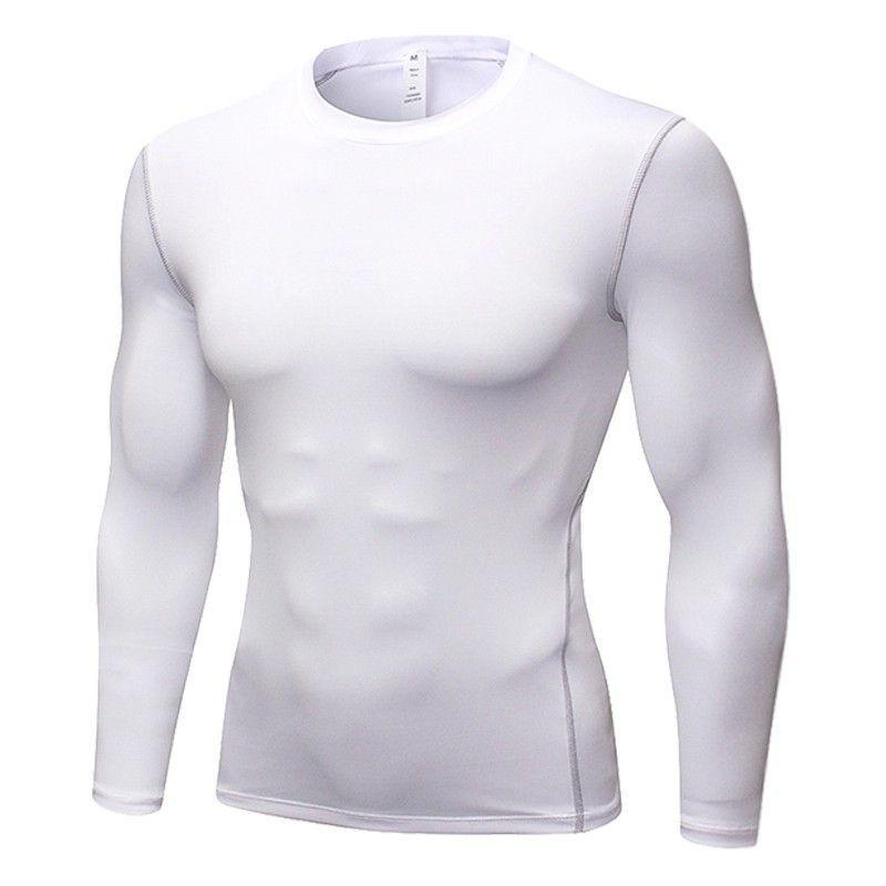 Herren Weißes Basketball Kompressionsshirt - Kurz-/Langarm Schnelltrocknendes Baselayer Weste