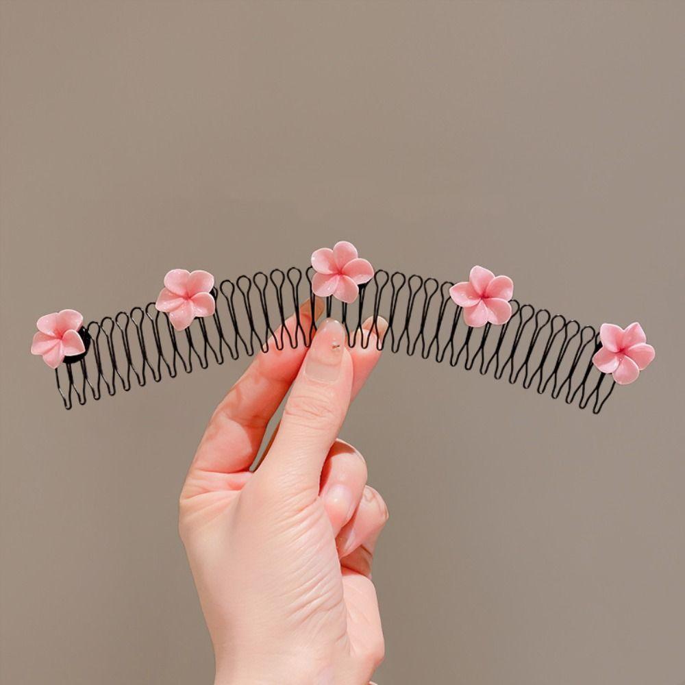 Spring U Shape Hair Styling Comb Headband Fixed Combs Invisible Extra Hair Holder Teeth Hair Accessories Flower Hairpin