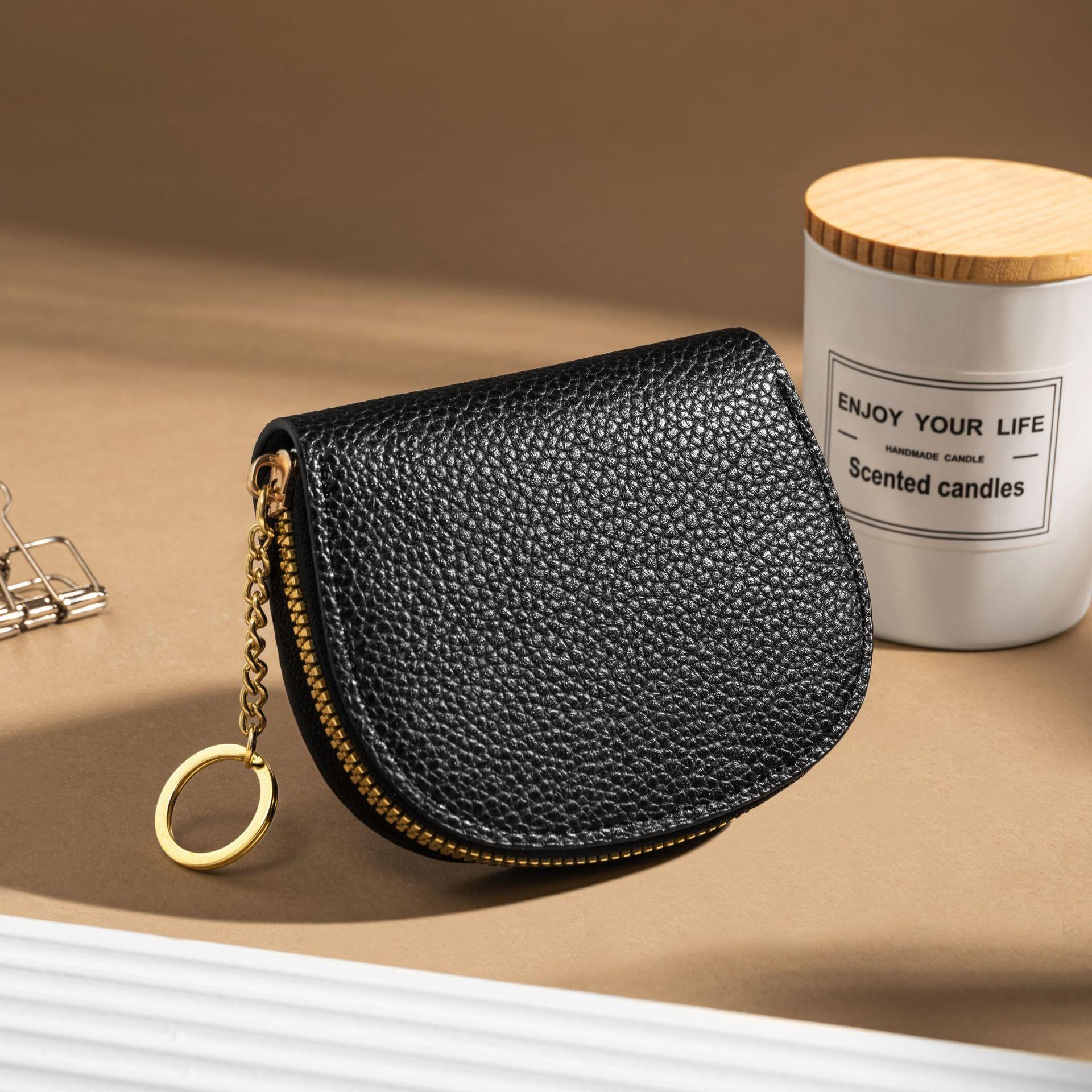 

Fashion Shell Semi-circular Organ Card Bag with Key Ring Women s Multi Slot Credit Card Holder ID Card Holder Coin Purse Wallet