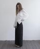Mosyupamosyu Wrinkle Maxi Low-Rise Slit Skirt [Black]