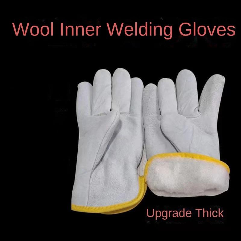 1 Pair Sheepskin Two-layer Welding Gloves Wear-resistant Anti-scalding Soft Welding Welder Durable Protection Labor Insurance