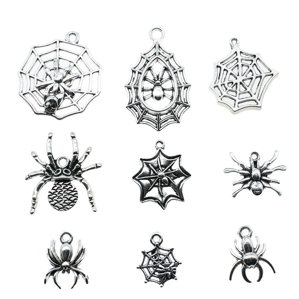 20 Stück Spinnen-Anhänger Antik-Silberfarbe Spinnen-Charms Anhänger Für Armbänder Spinnennetz-Charms Schmuckherstellung