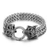 Men's Stainless Steel Viking Wolf Head Chain Bracelet - Vintage Style