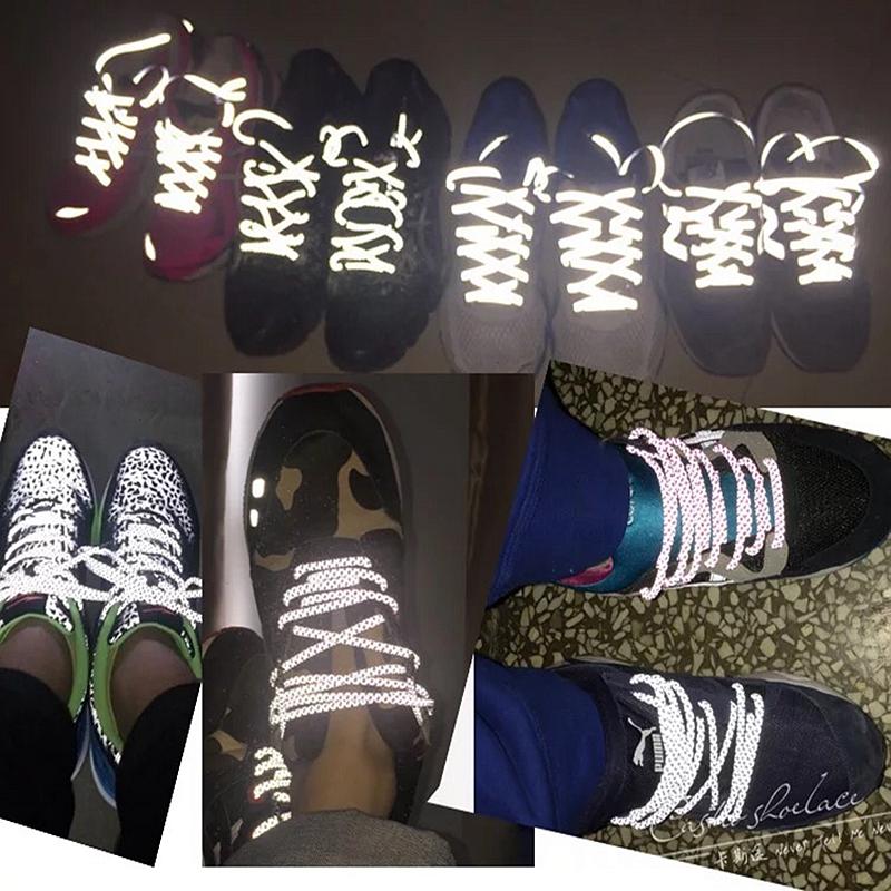3M Reflective Shoelaces Round Sneaker Shoe Laces Dark Night Reflective Safety Shoelace Imitation 350 Original Laces Shoes 1Pair